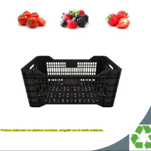 Caja plastica Tomatera 47x27x34cms negra (VENTA POR PALLET DE 128 UNID)