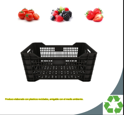 Caja plastica Tomatera 47x27x34cms negra (VENTA POR PALLET DE 128 UNID)