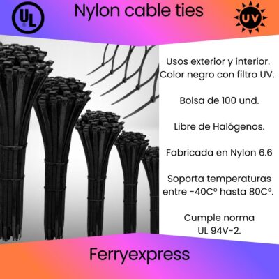 Amarra 9x760mm negra Bolsa de 100 und