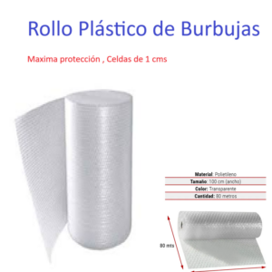 Plastico burbujas - Rollo de 1x80Mts