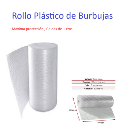 Plastico burbujas - Rollo de 1x80Mts