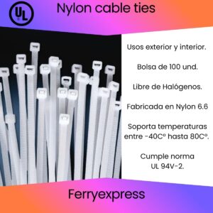 Amarra 9x1220mm blanca Bolsa de 100 und