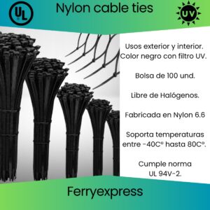 Amarra 4.8x370mm negra Bolsa de 100 und